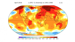 Temperaturas del mes de abril de 2016. Foto: NASA